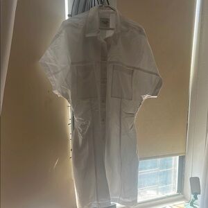 White Short Sleeve Shirt Dress